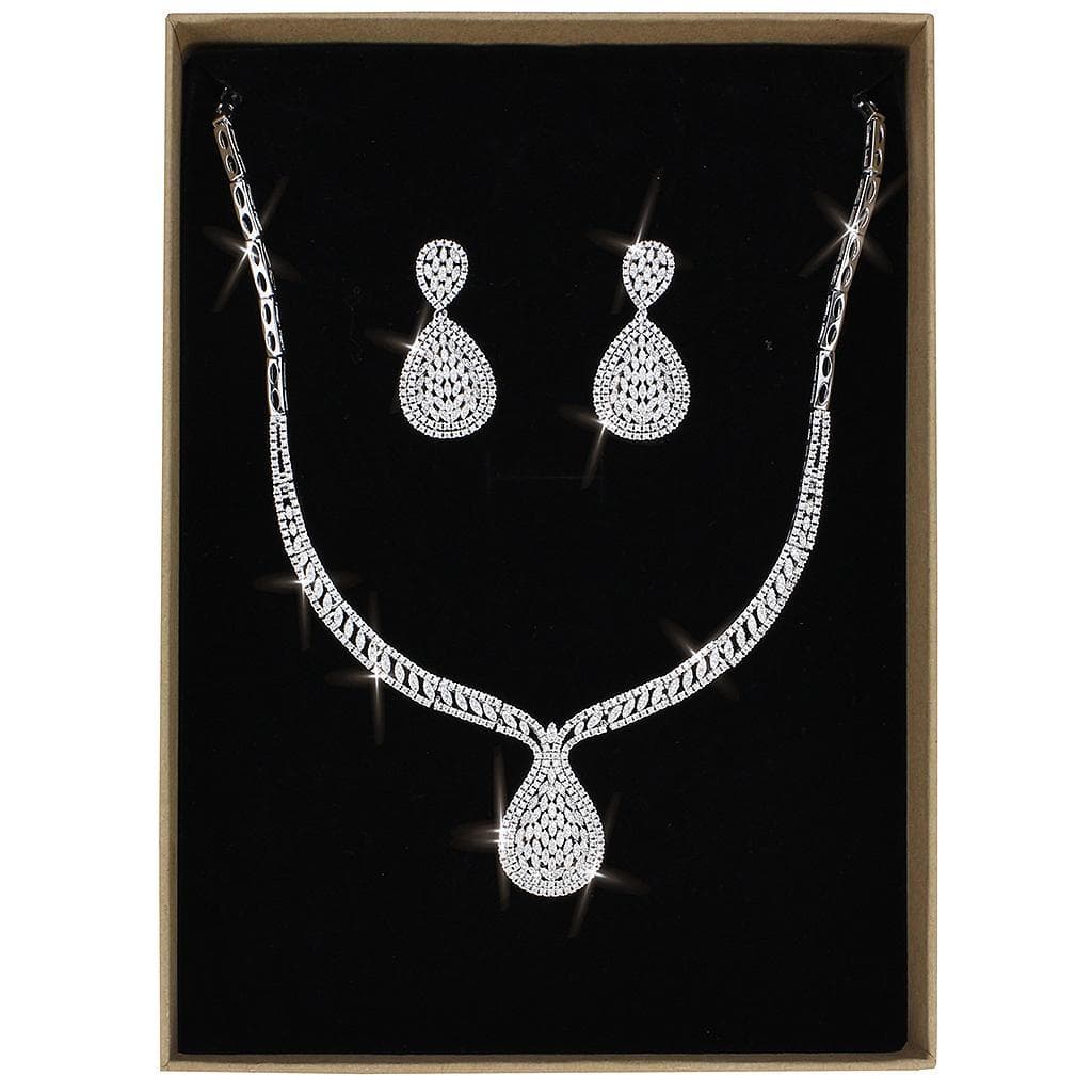 Brass CZ Pavé Teardrop Double Drop Set | The Stainless Jewelry