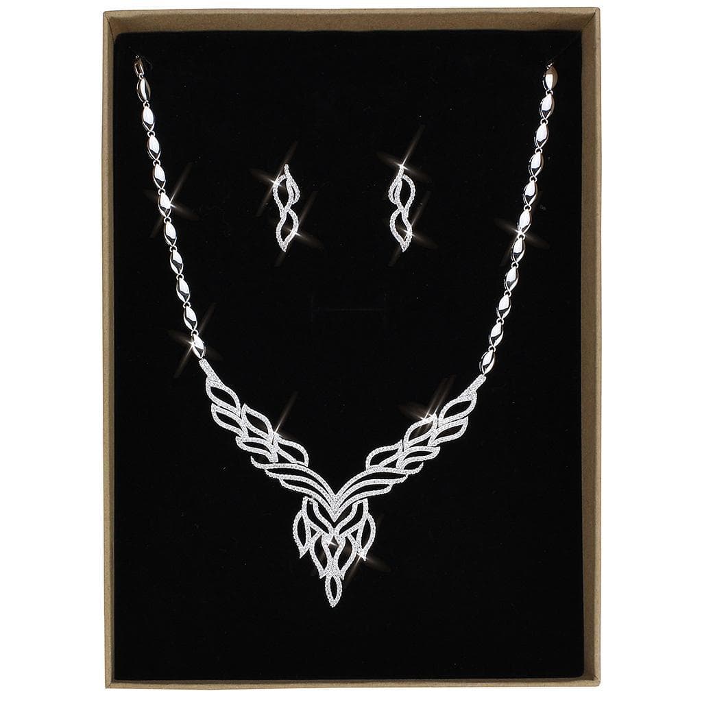 Brass CZ Leaf Chevron Woven Set | The Stainless Jewelry