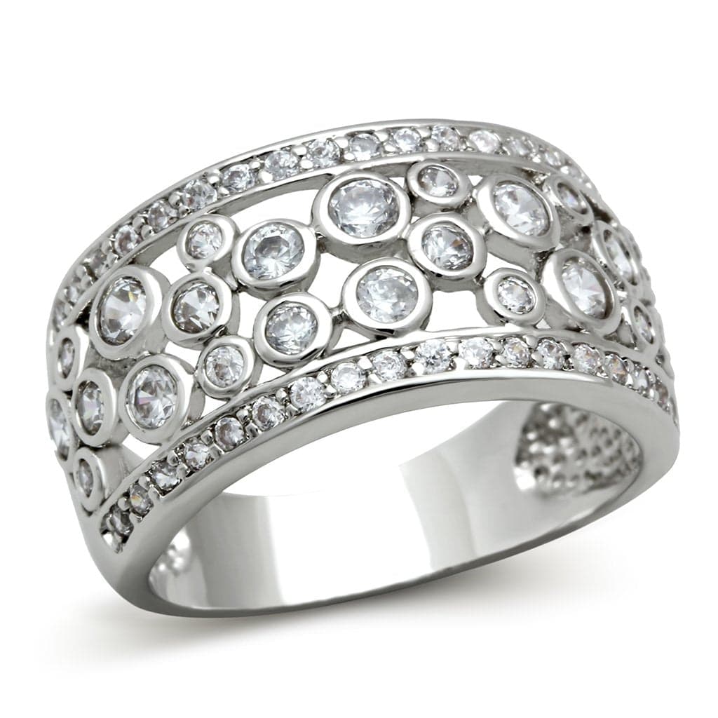 Brass CZ Bezel Multi-Row Wide Dome Ring | The Stainless Jewelry