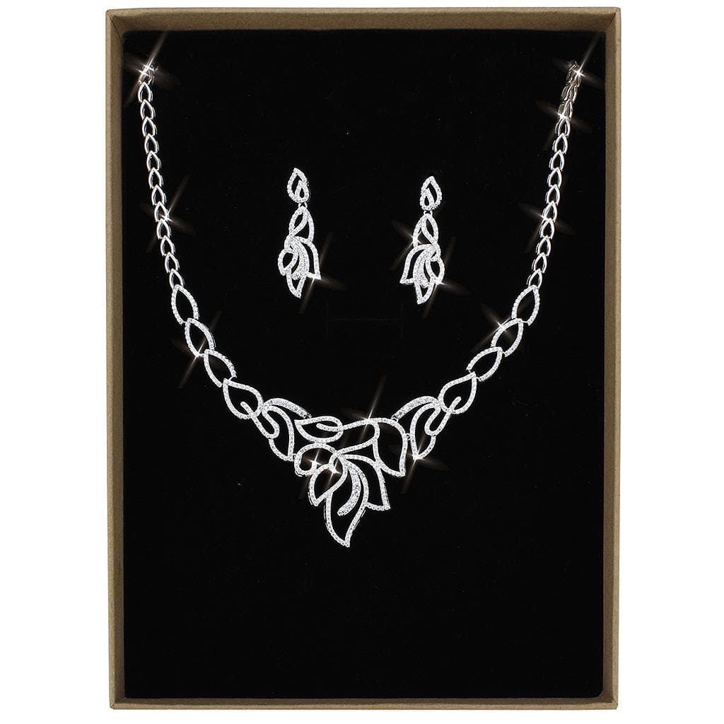 Brass CZ Open Leaf Vine Set | The Stainless Jewelry