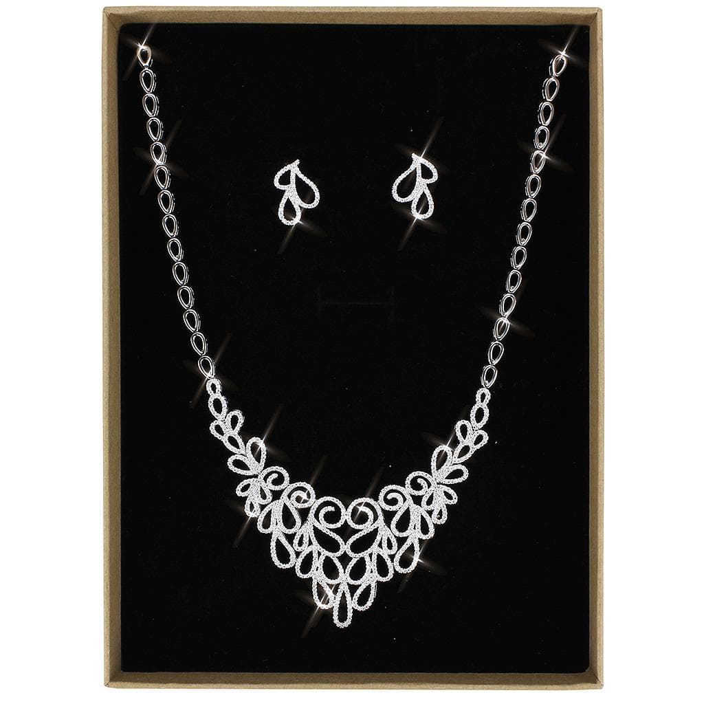 Brass CZ Open Scroll Filigree Bib Set | The Stainless Jewelry