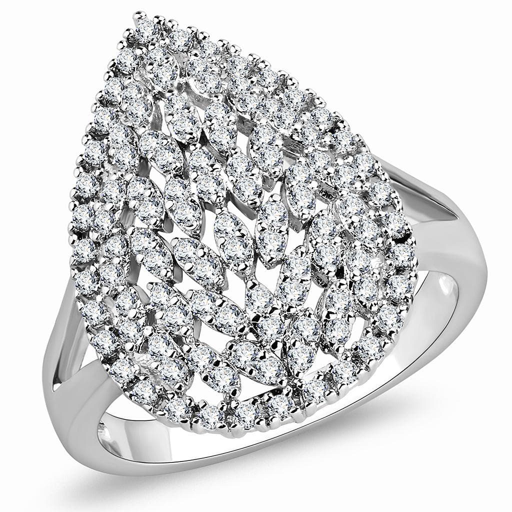 Brass CZ Marquise Cluster Wide Shield Ring