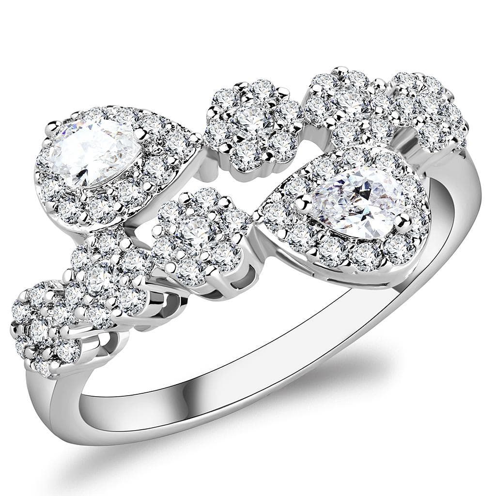Brass CZ Three-Stone Round Halo Infinity Ring