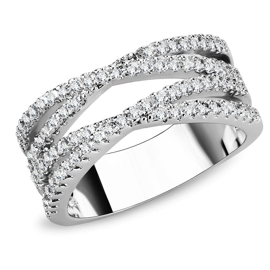 Brass CZ Triple Row Pavé Crossover Ring | The Stainless Jewelry