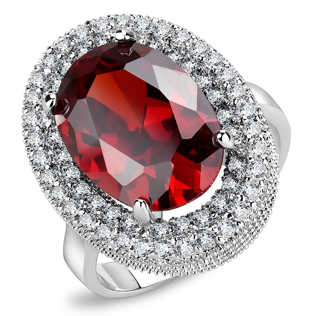 Brass Garnet Oval Double Halo Ring | The Stainless Jewelry