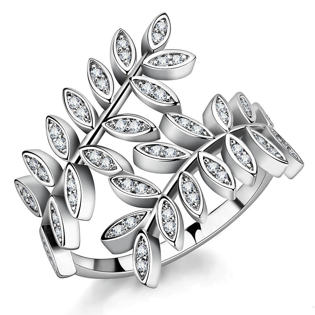 Brass CZ Marquise Leaf Vine Wrap Ring | The Stainless Jewelry