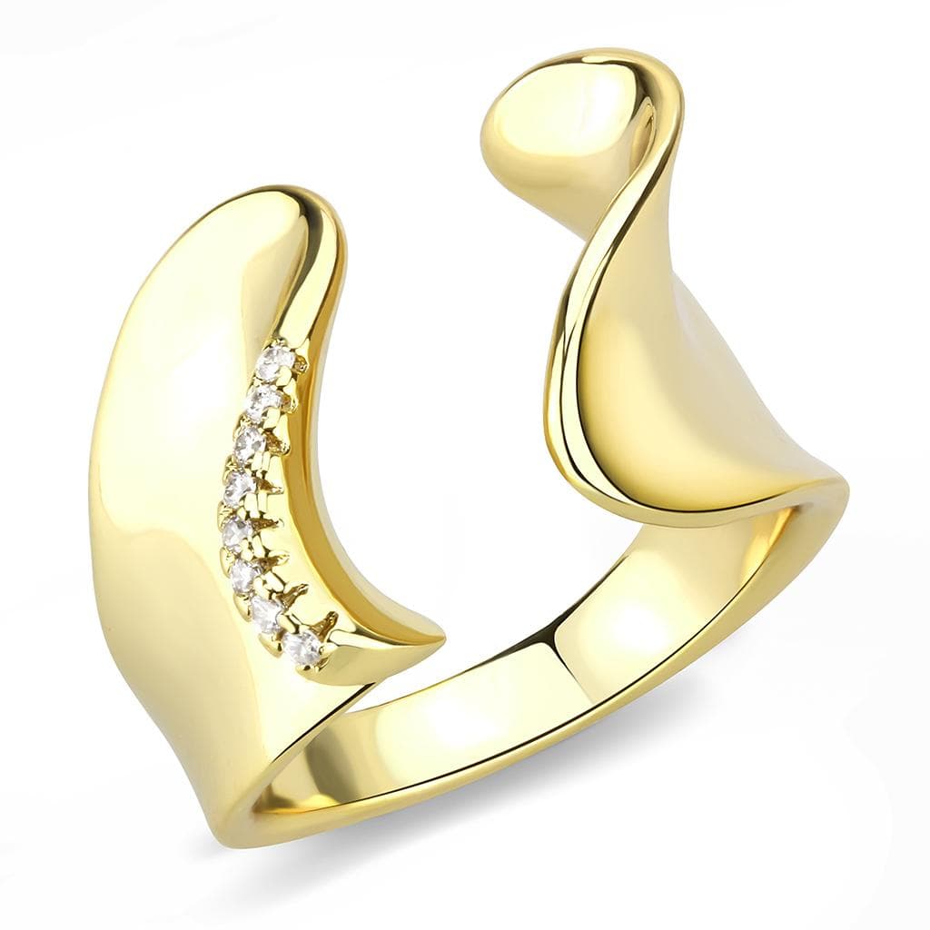 Brass Gold CZ Accent Open Cuff Ring | The Stainless Jewelry