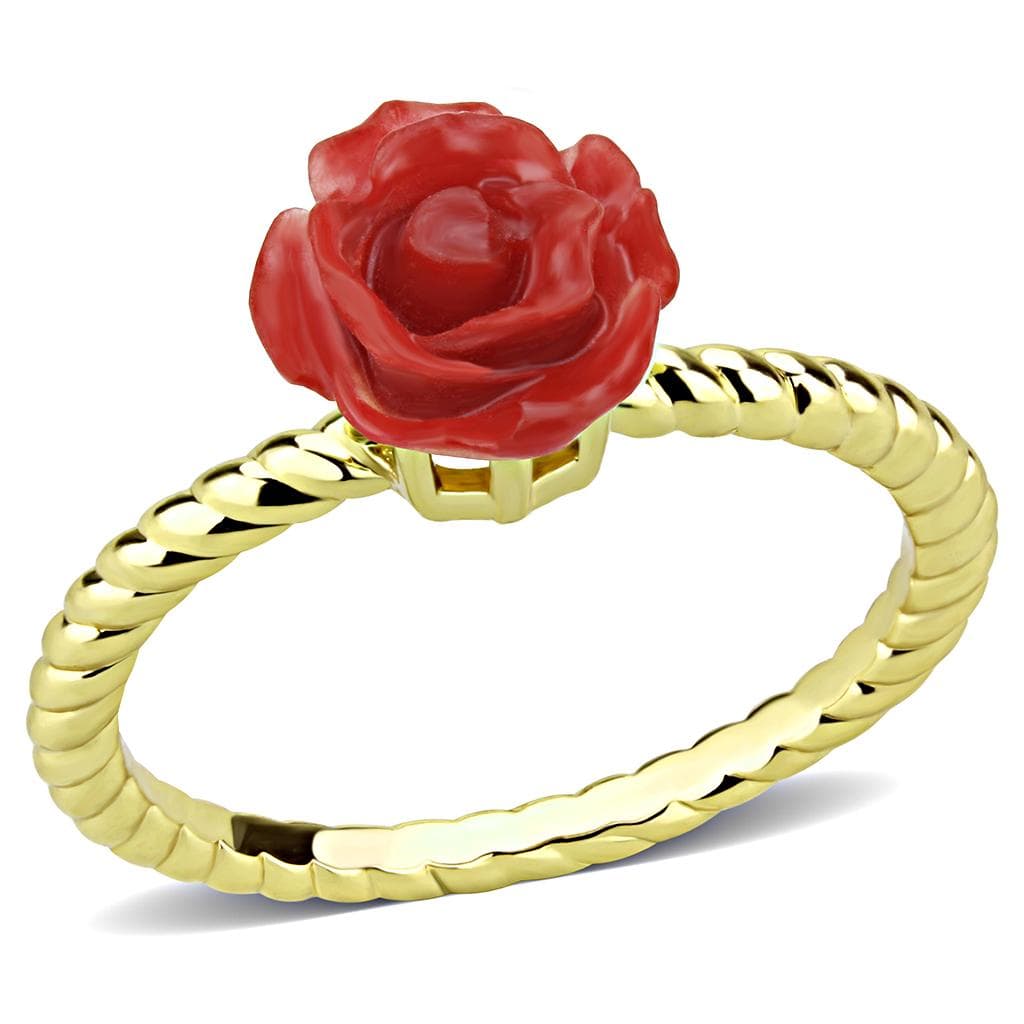 Brass Gold Red Rose Twisted Rope Ring | The Stainless Jewelry