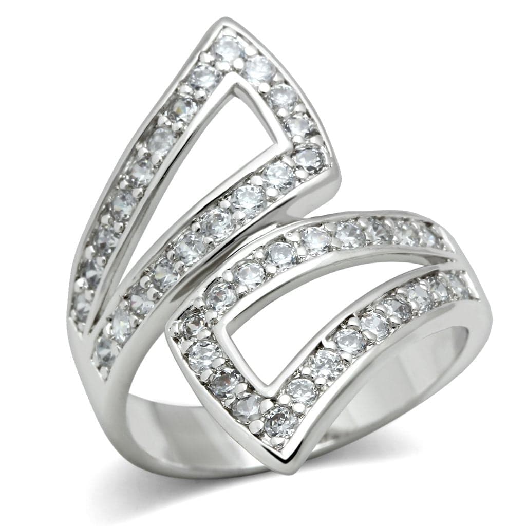 Brass CZ Pavé Open Chevron Split Ring | The Stainless Jewelry