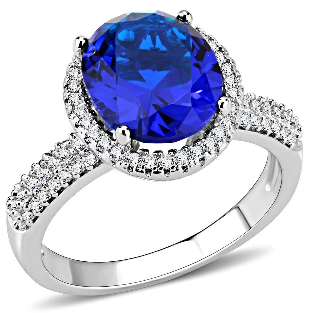 Brass Sapphire Round Double Halo Pavé Ring