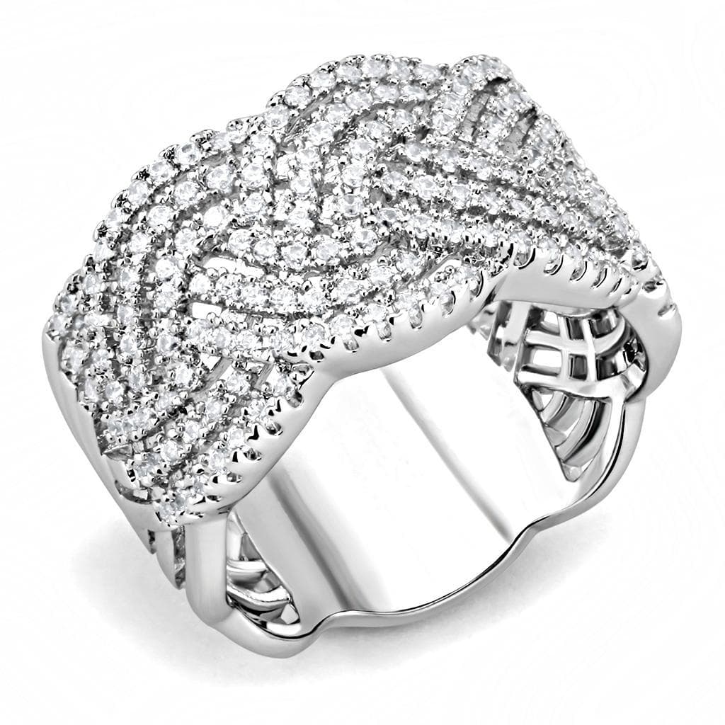 Brass CZ Pavé Braided Knot Wide Dome Ring | The Stainless Jewelry