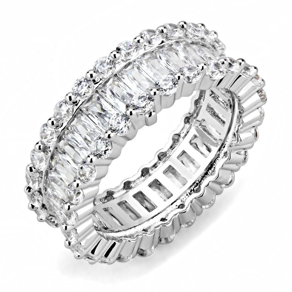 Brass CZ Baguette Round Full Eternity Ring
