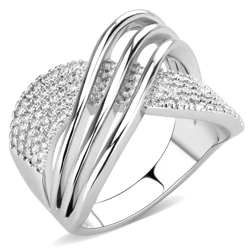 Brass Polished Triple Wave Crossover Wide Ring
