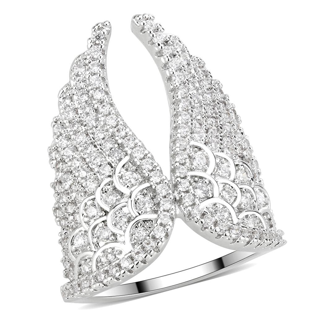 Brass CZ Pavé Angel Wing Wide Ring | The Stainless Jewelry