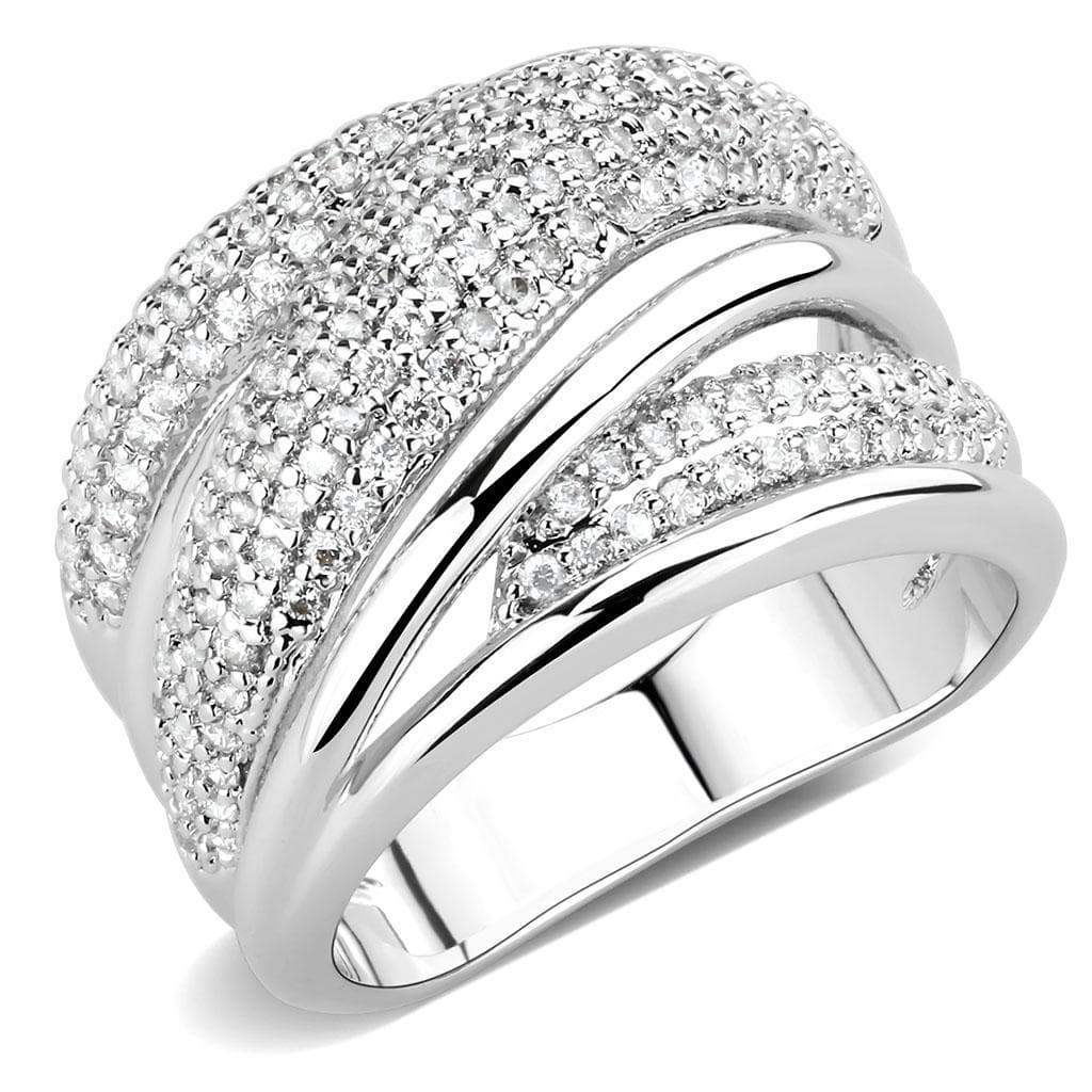 Brass CZ Multi-Row Dome Wave Wide Ring | The Stainless Jewelry