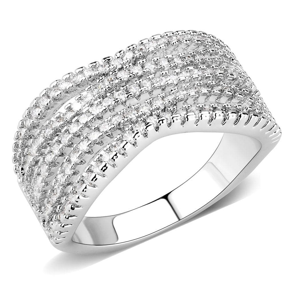 Brass CZ Multi-Row Beaded Edge Wide Ring | The Stainless Jewelry