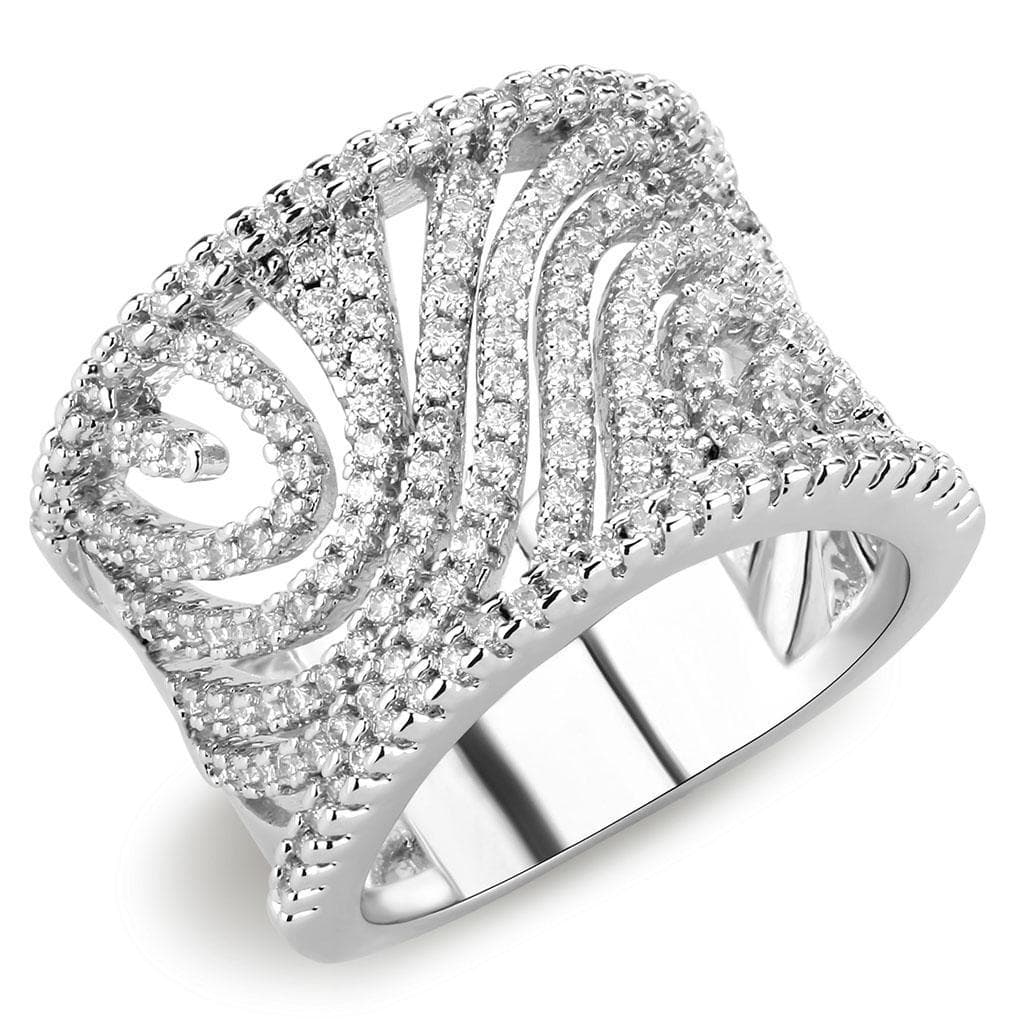 Brass CZ Pavé Spiral Shell Wide Ring | The Stainless Jewelry