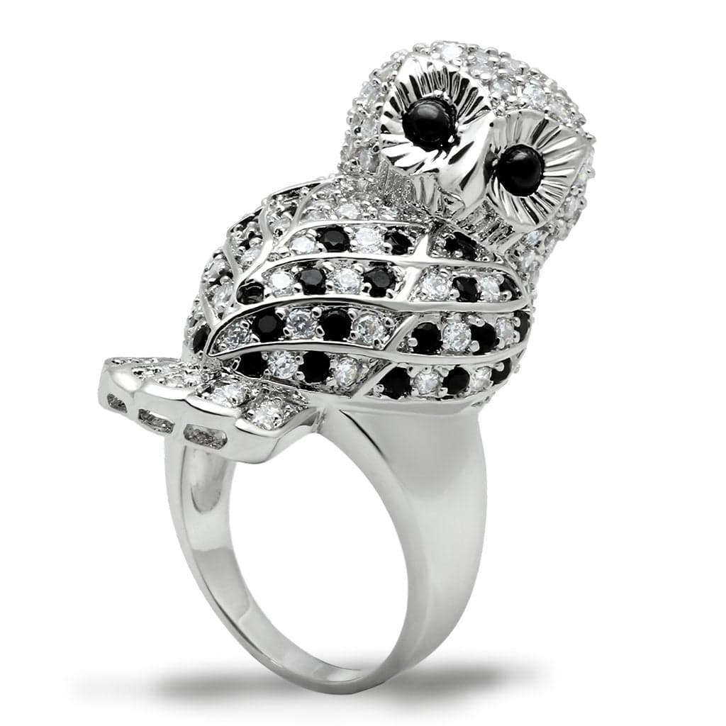 Brass CZ Black Owl Cocktail Ring | The Stainless Jewelry