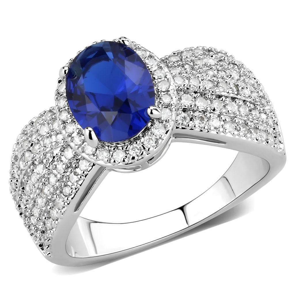 Brass Sapphire Oval Pavé Wide Dome Ring | The Stainless Jewelry