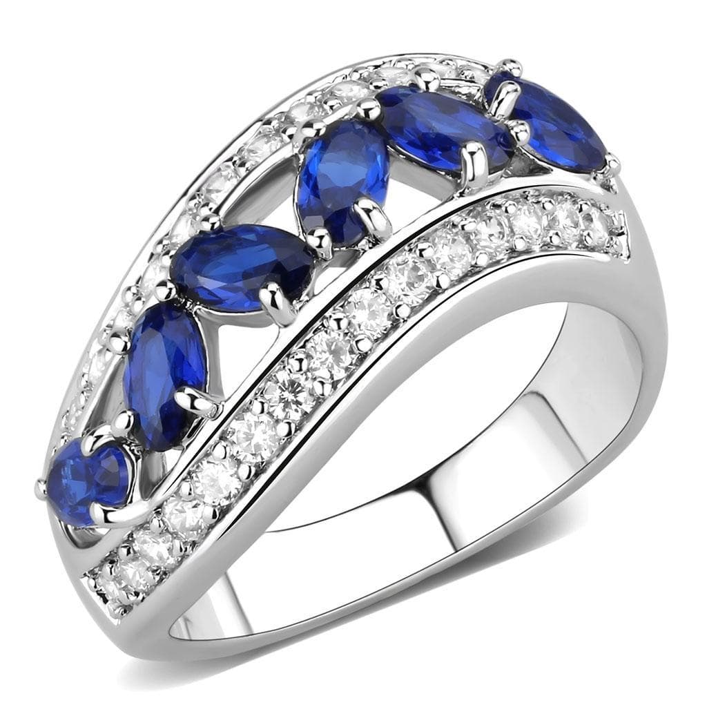Brass Sapphire Oval Marquise Cluster Channel Ring