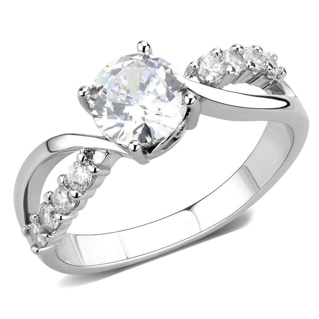 Brass CZ Round Solitaire Graduated Pavé Ring