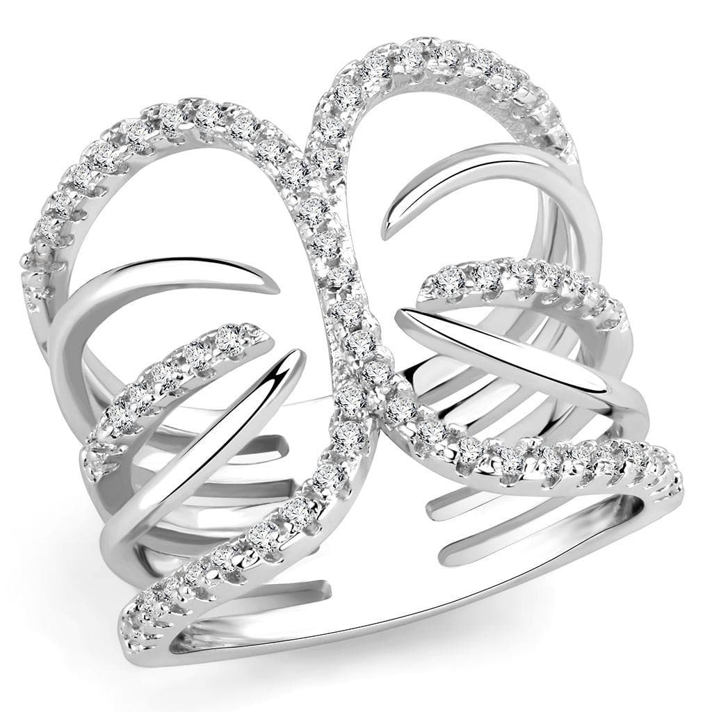 Brass CZ Open Leaf Wing Wide Ring | The Stainless Jewelry