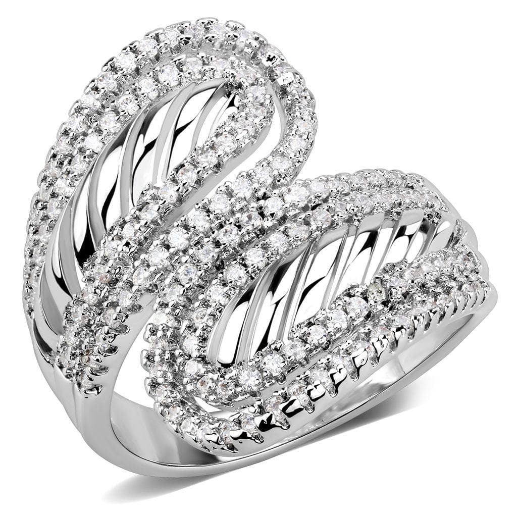 Brass CZ Pavé Twisted Wave Wide Ring | The Stainless Jewelry