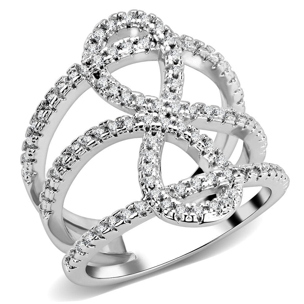 Brass CZ Interlocking Loop Celtic Wide Ring