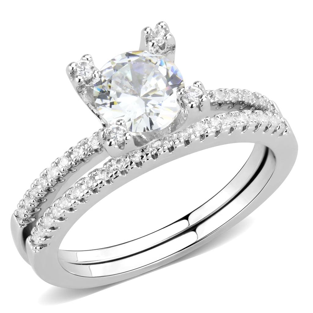 Brass CZ Pear Solitaire Pavé Bridal Ring | The Stainless Jewelry