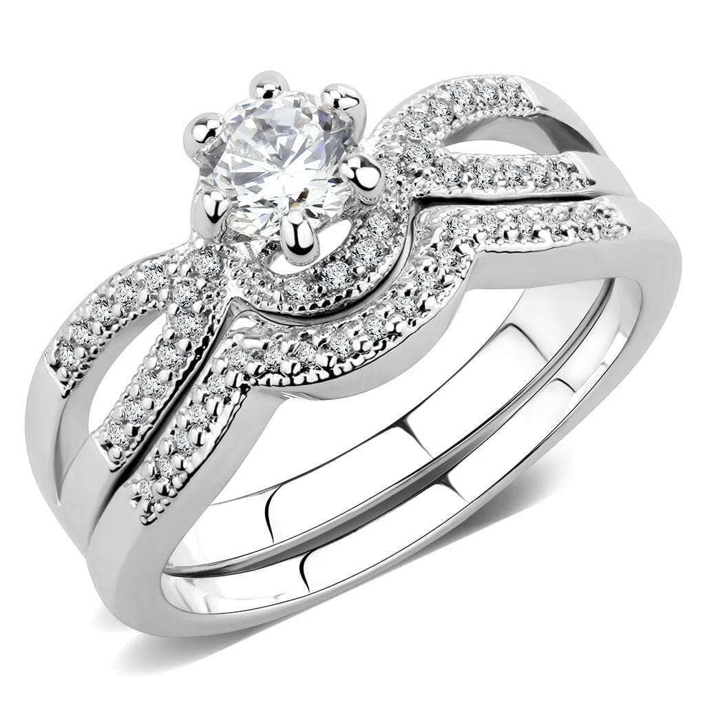 Brass CZ Round Ribbon Bow Pavé Bridal Ring