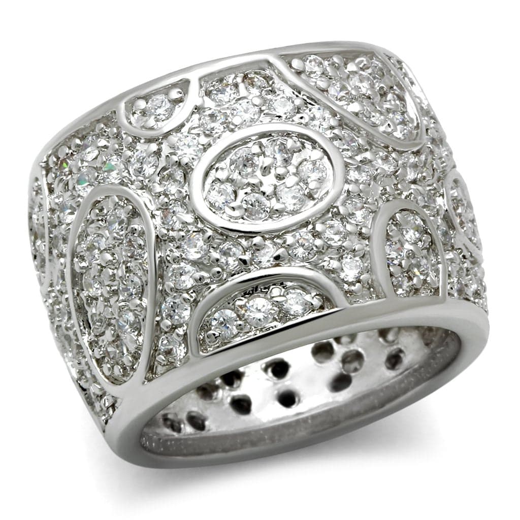 Brass CZ Pavé Filigree Mosaic Wide Dome Ring