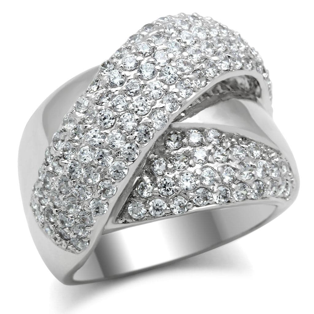 Brass CZ Pavé Wide Crossover Dome Ring | The Stainless Jewelry