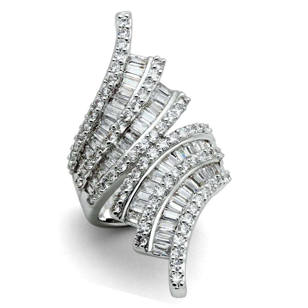 Brass CZ Baguette Fan Wave Cocktail Ring | The Stainless Jewelry