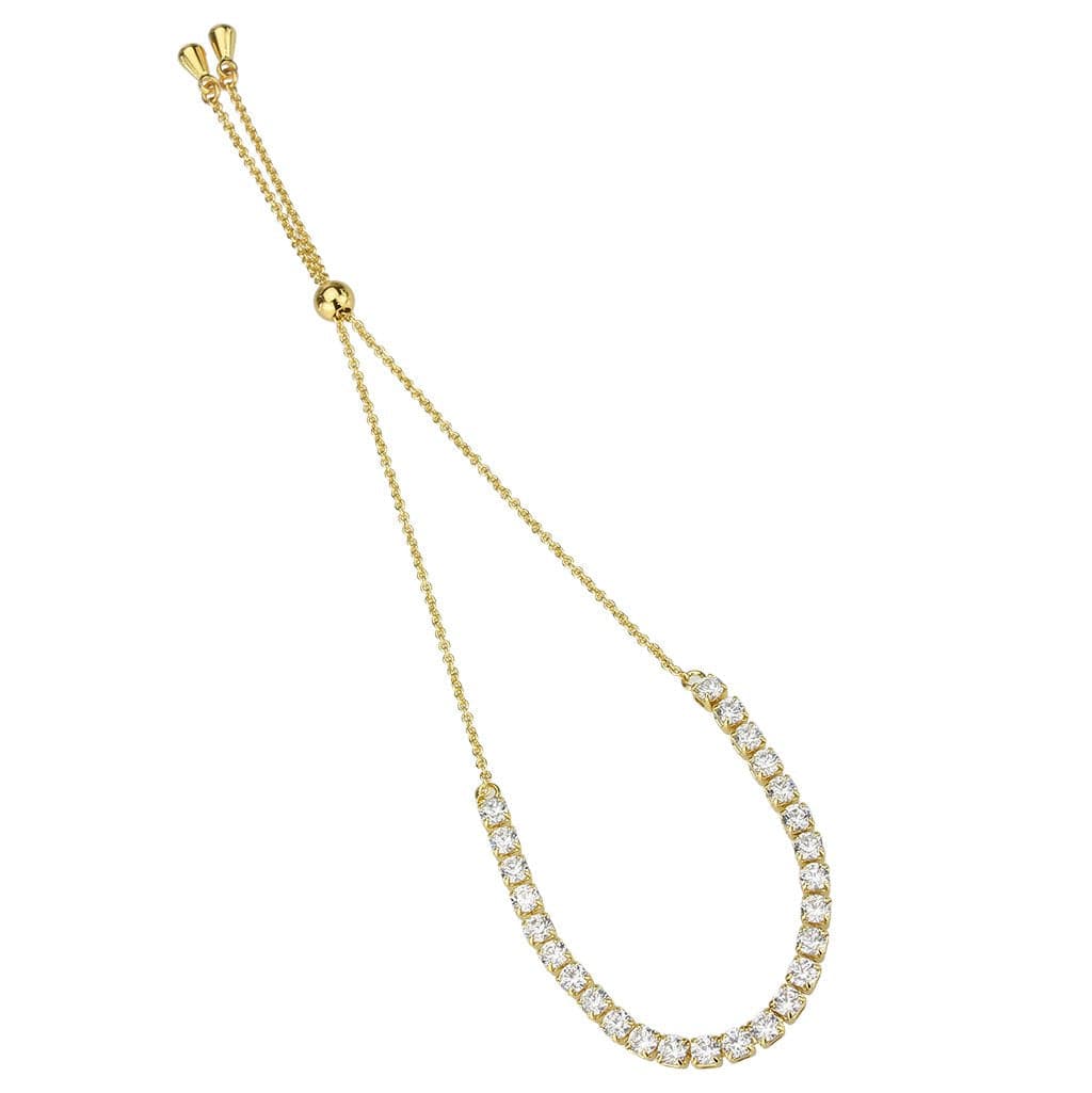 Brass Gold CZ Teardrop Open Loop Slider Bracelet