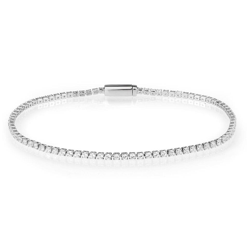 Brass CZ Round Tennis Magnetic Clasp Bracelet