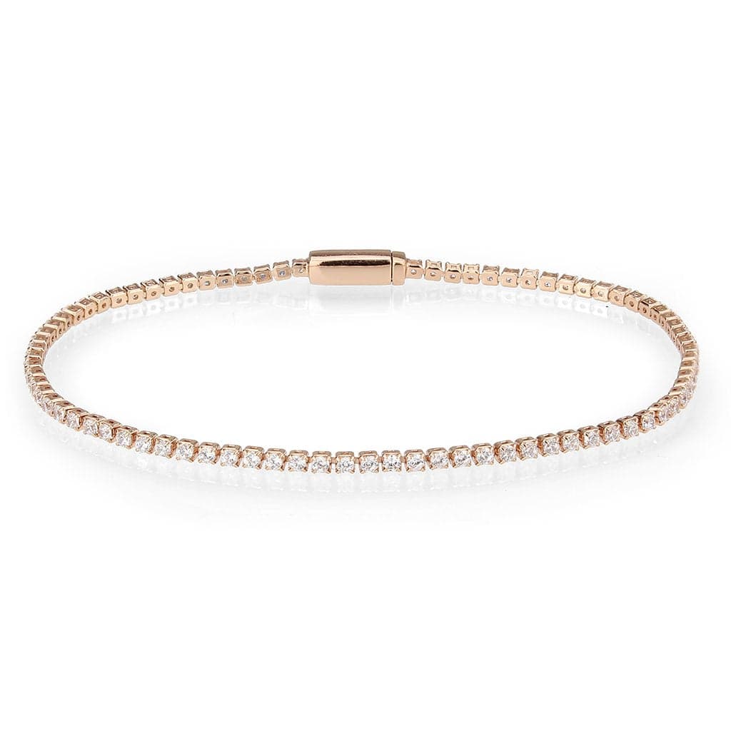 Brass Rose Gold CZ Round Tennis Magnetic Bracelet