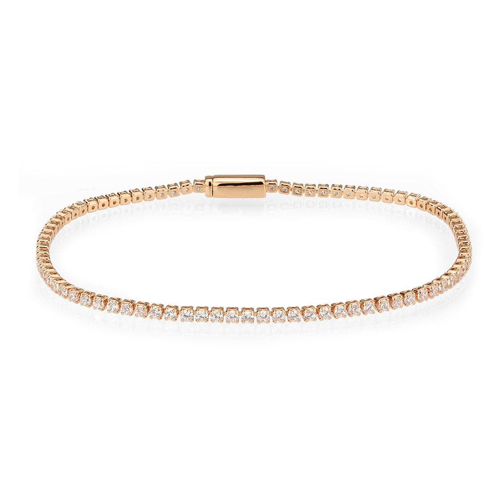 Brass Rose Gold CZ Round Tennis Magnetic Large Ring