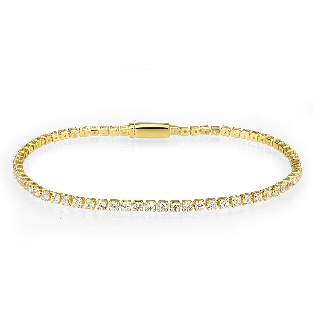 Brass Gold CZ Square Tennis Magnetic Bracelet