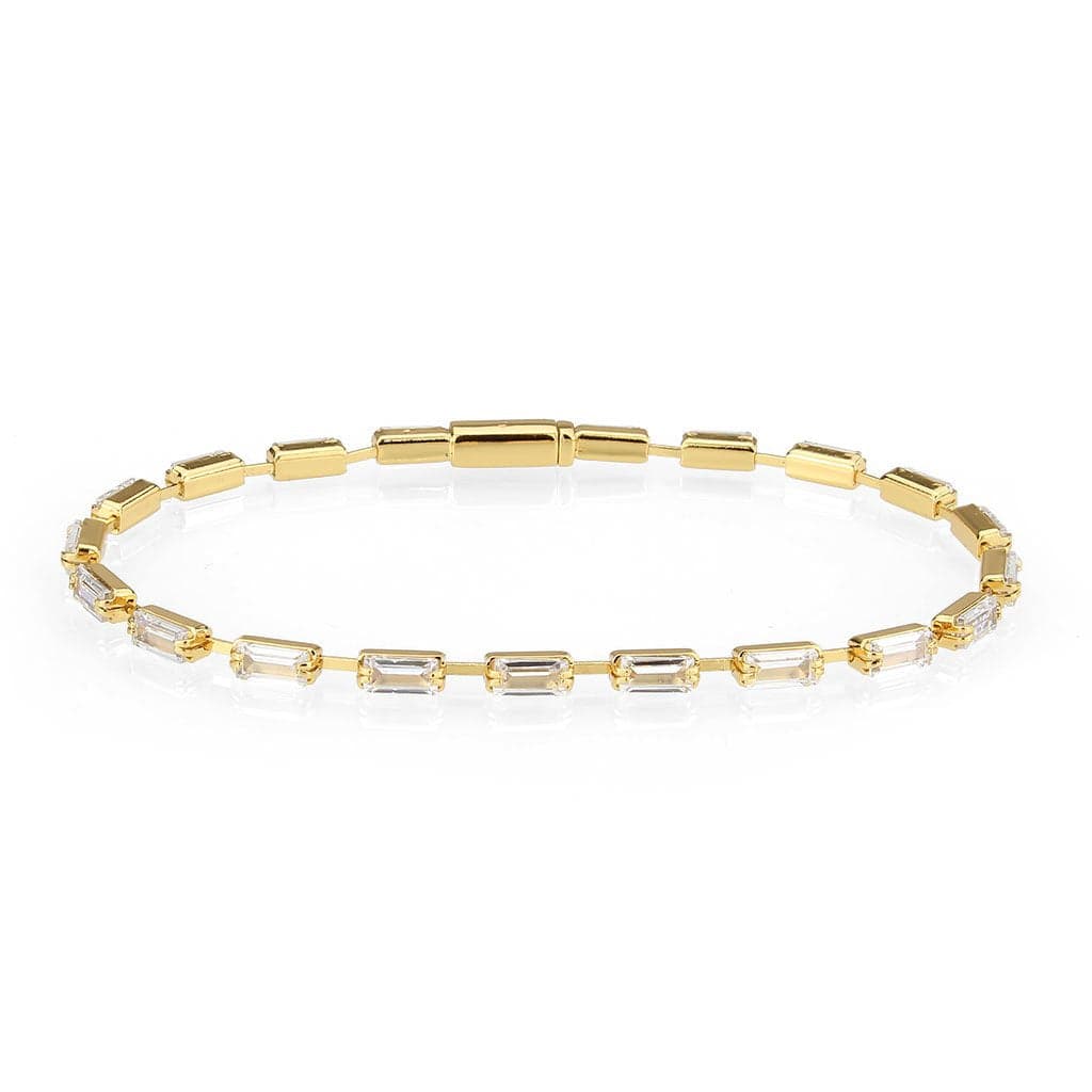 Brass Gold CZ Baguette Bar Tennis Bracelet