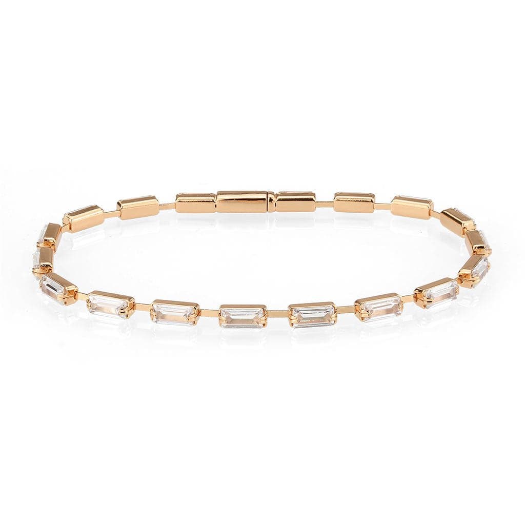 Brass Rose Gold CZ Baguette Tennis Thin Bracelet