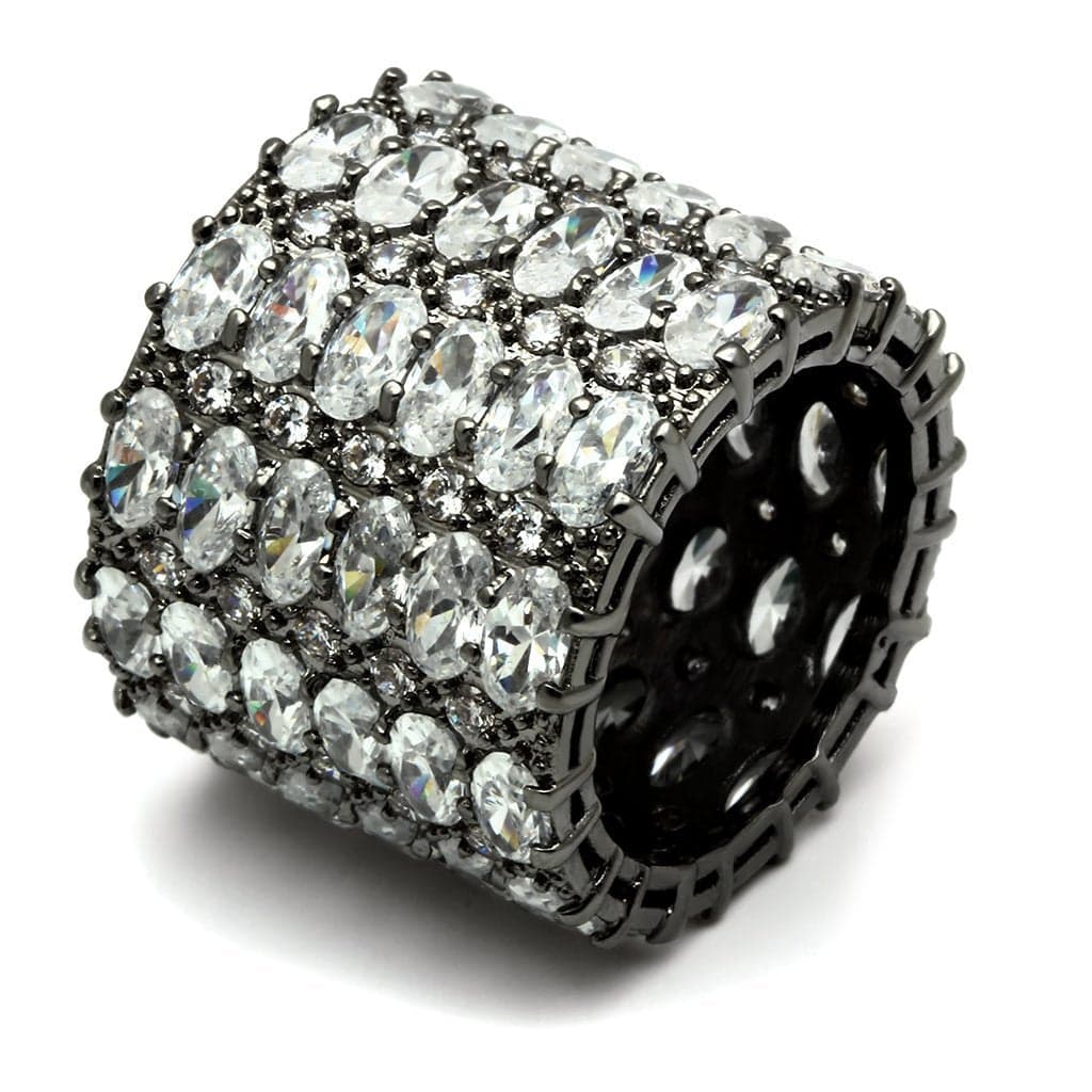 Brass Black CZ Full Pavé Wide Dome Cocktail Ring