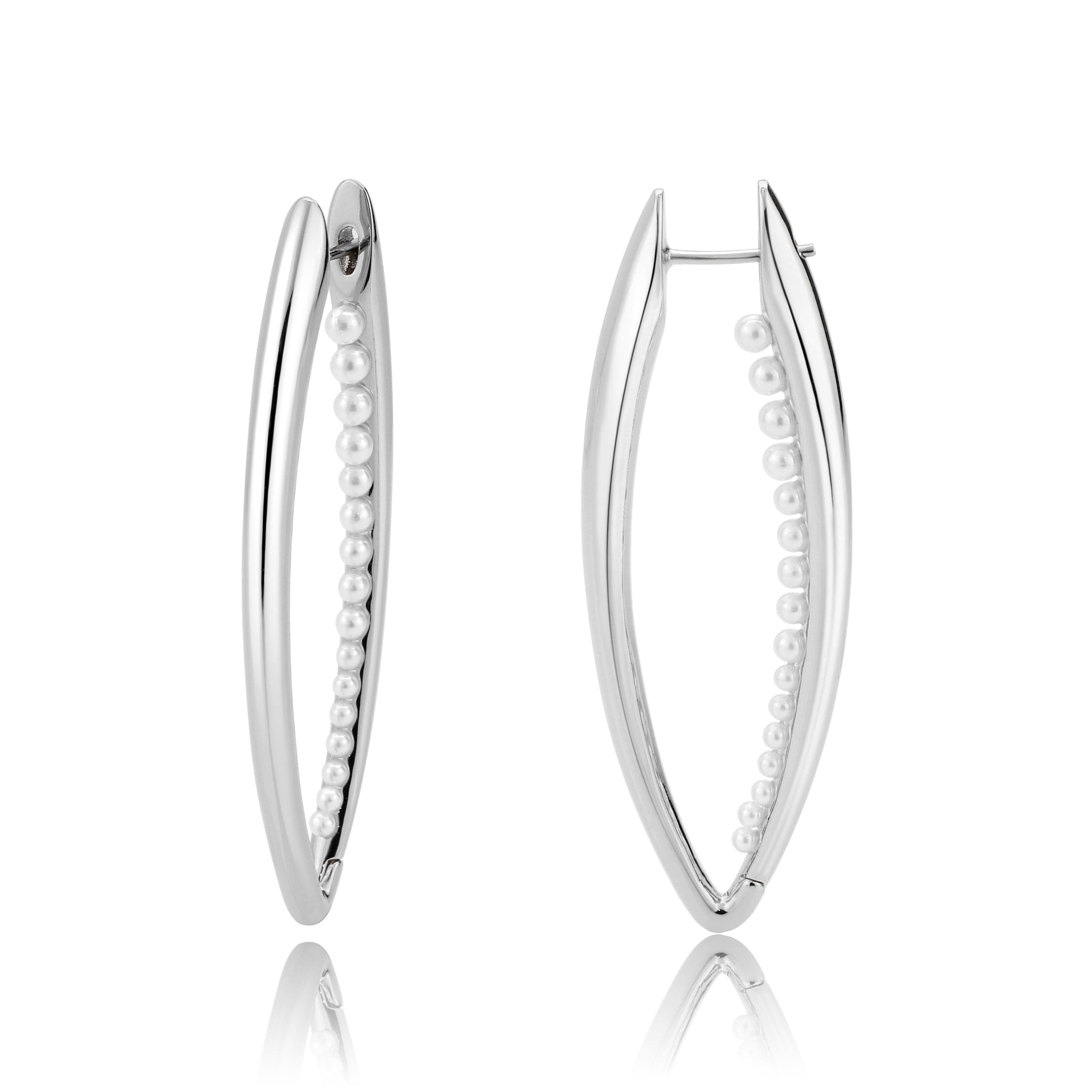 Brass Pearl Channel Elongated Hoop Ring | The Stainless Jewelry