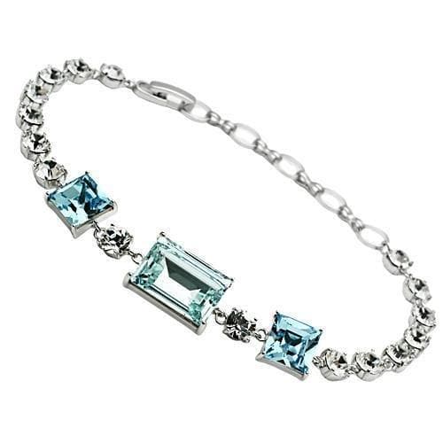 Brass Aquamarine Crystal Tennis Chain Ring