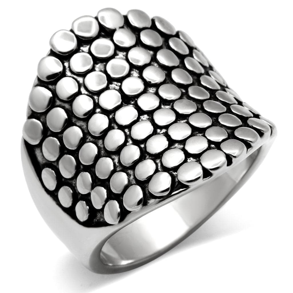 Brass Hammered Dot Bubble Wide Shield Ring