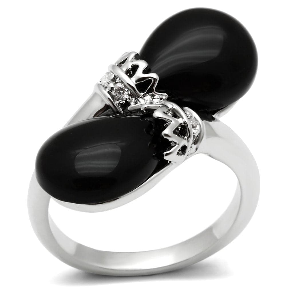 Brass Black Onyx Oval Cabochon Prong Cocktail Ring
