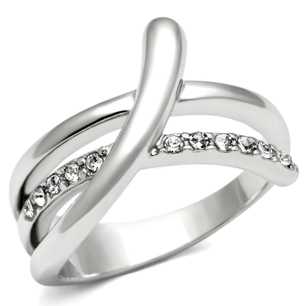 Brass CZ Channel Wave Bypass Ring | The Stainless Jewelry
