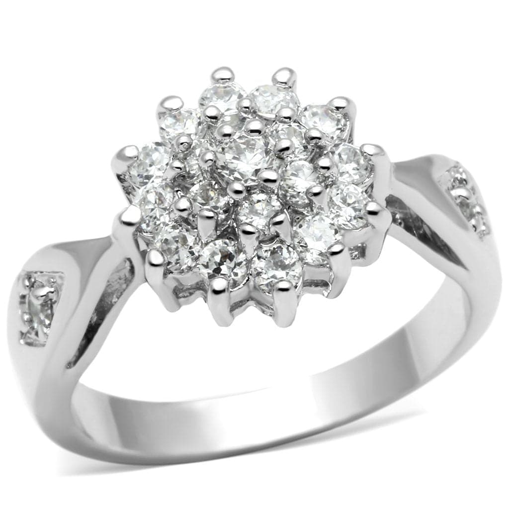 Brass CZ Cluster Flower Starburst Cocktail Ring