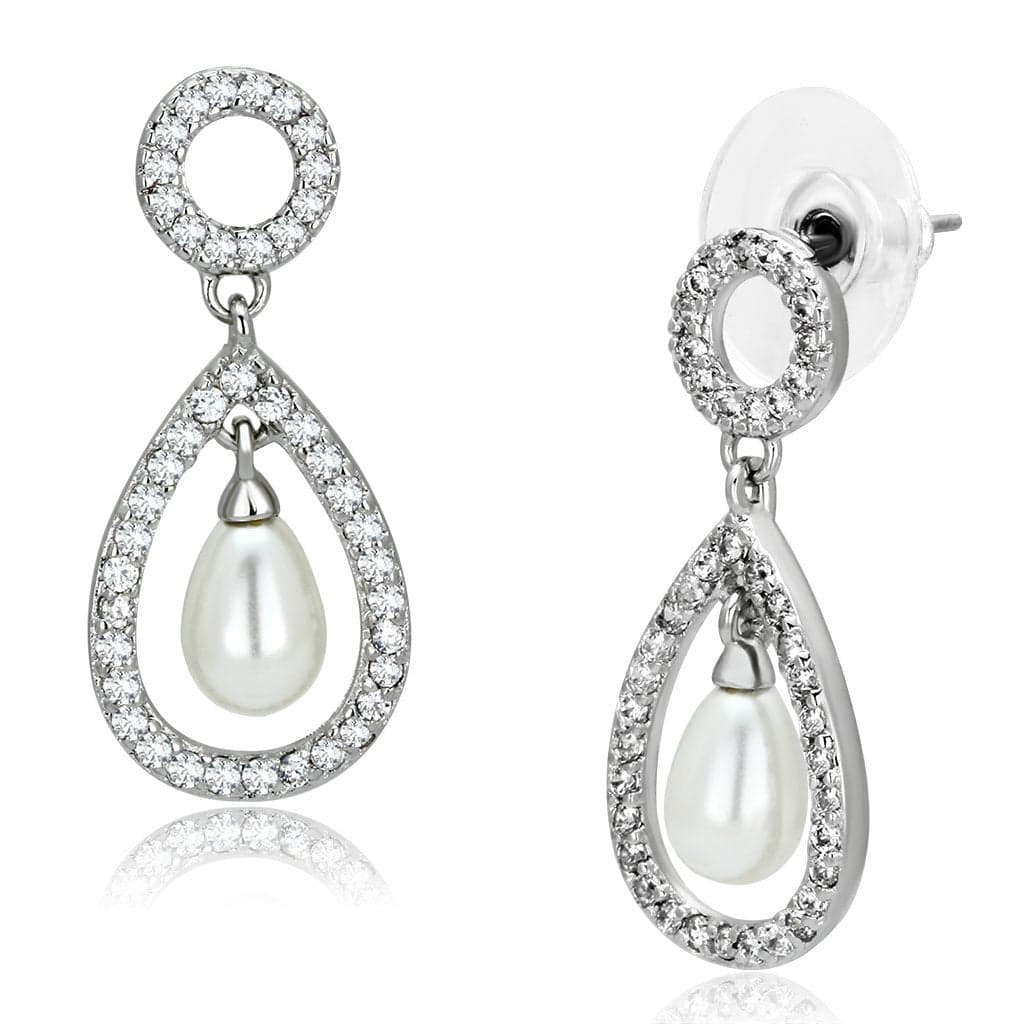 Brass Pearl CZ Pave Teardrop Double Drop Ring