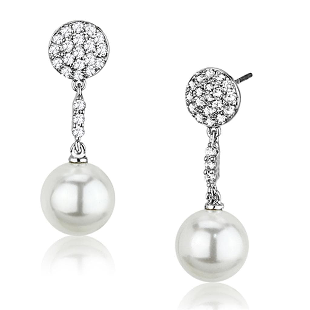 Brass CZ Pave Disc Pearl Dangle Drop Ring | The Stainless Jewelry