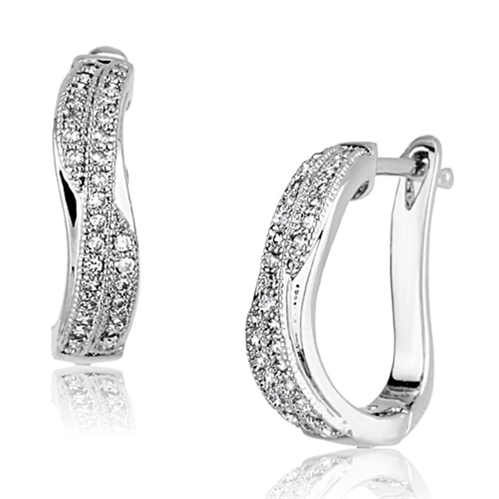 Brass CZ Pave Wave Huggie Hoop Ring | The Stainless Jewelry